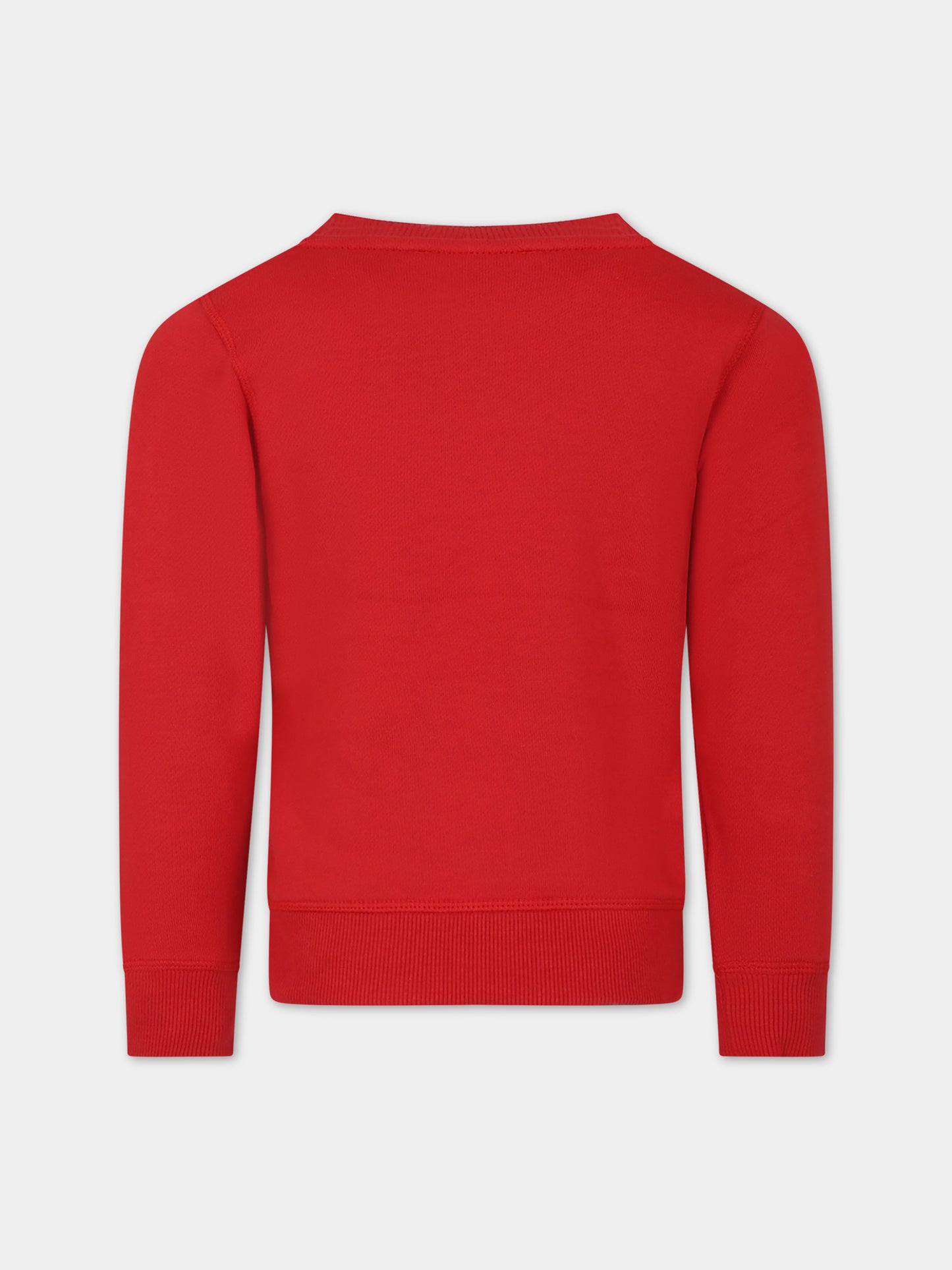 Felpa rossa per bambini con elefante e logo,Kenzo Kids,K25849 978