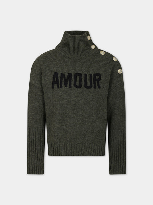 Maglione verde per bambina,Zadig & Voltaire Kids,X15401 H49