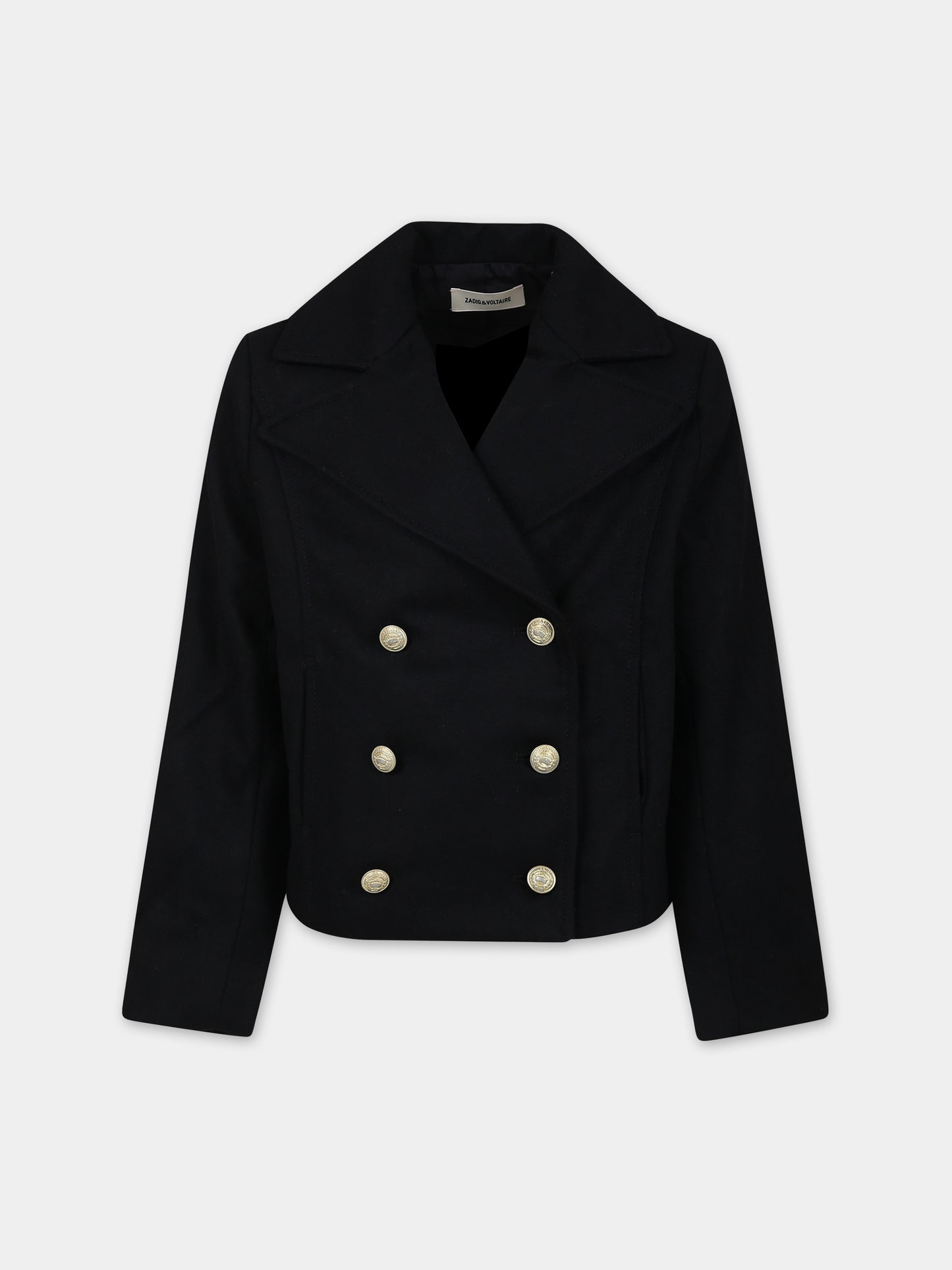 Cappotto nero per bambina,Zadig & Voltaire Kids,X16113 09B