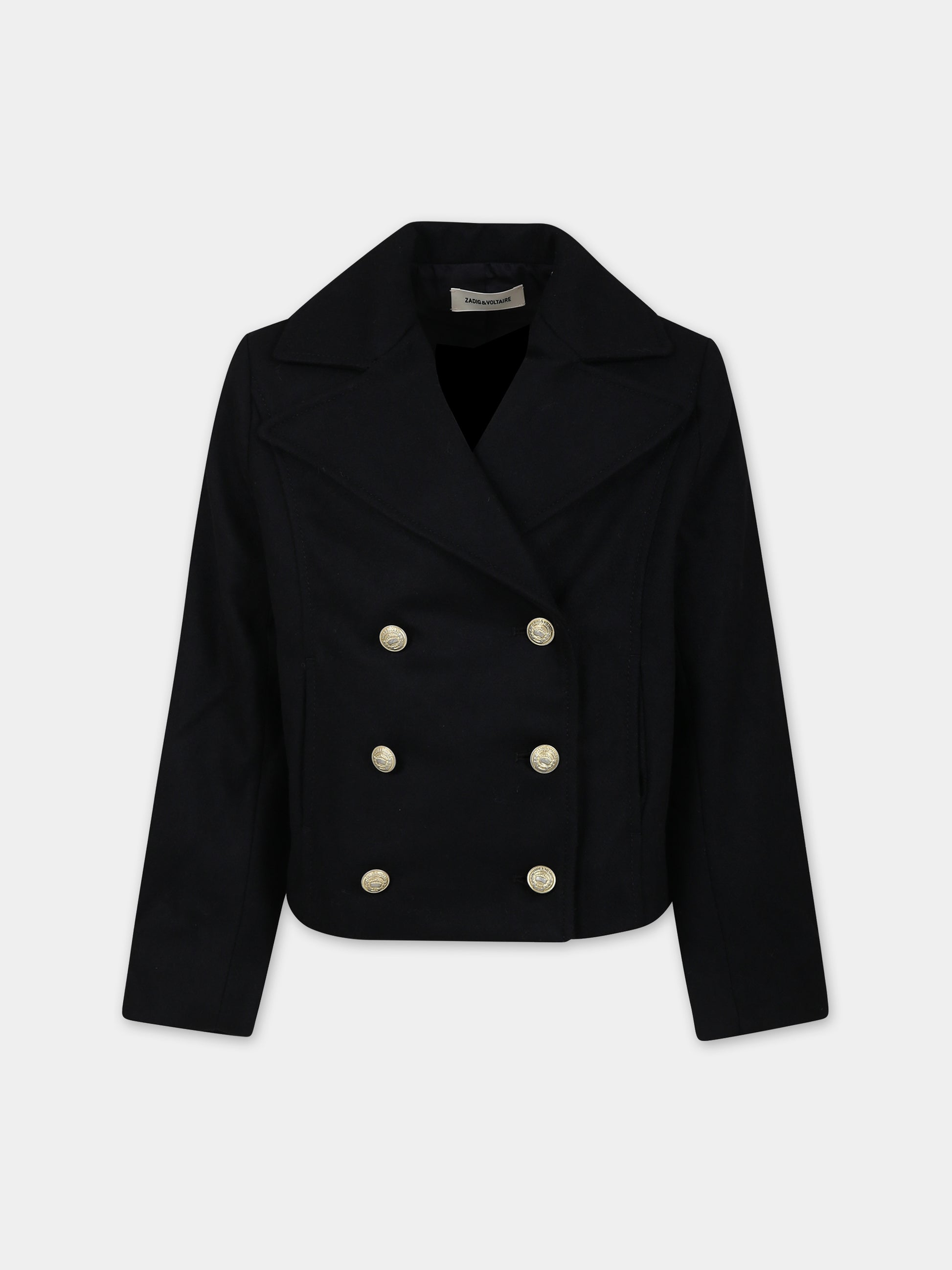 Cappotto nero per bambina,Zadig & Voltaire Kids,X16113 09B