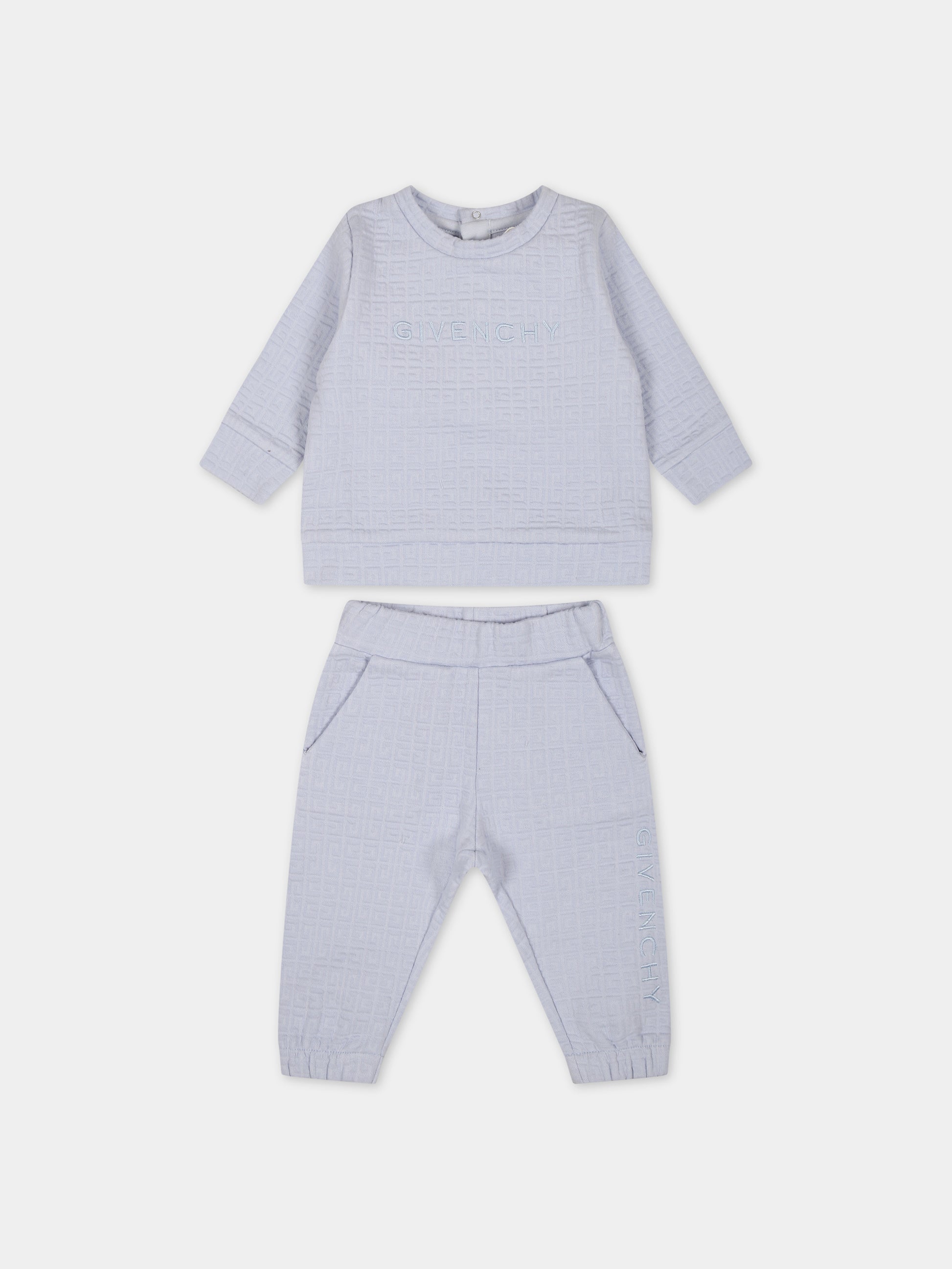 Completo celeste per neonato con logo,Givenchy Kids,H98180 771