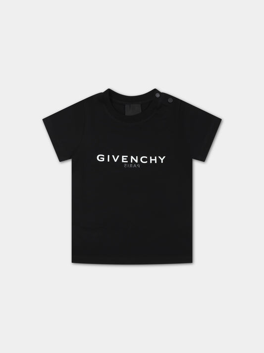 T-shirt nera per neonati con logo,Givenchy Kids,H05268 09B