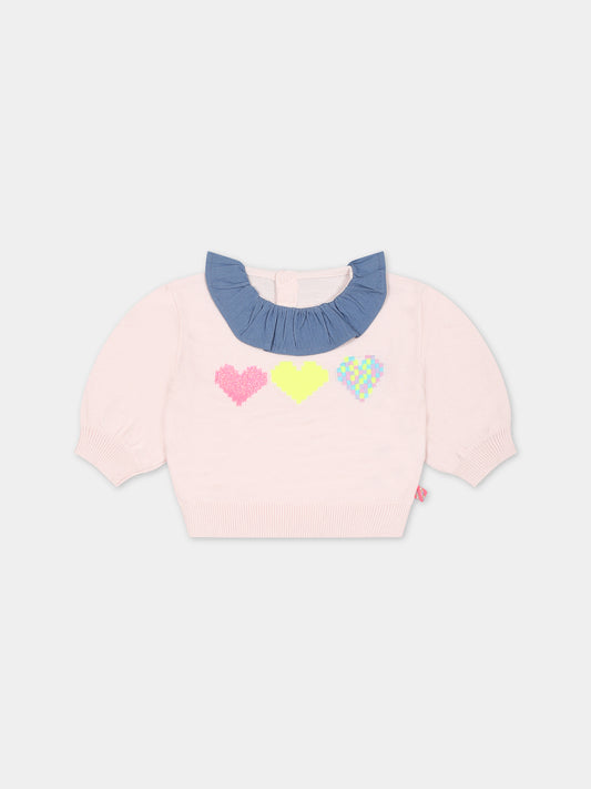 Maglia rosa con cuori per neonata,Billieblush,U05418 45S