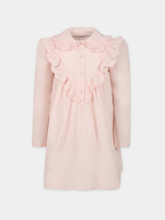 Vestito rosa per bambina con logo,Philosophy,PFAB010 0 TF038 C005