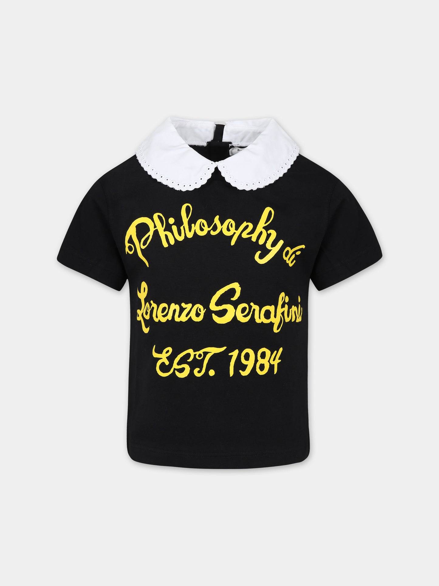 T-shirt nera per bambina con logo,Philosophy,PFTS005 0 JF054 N000