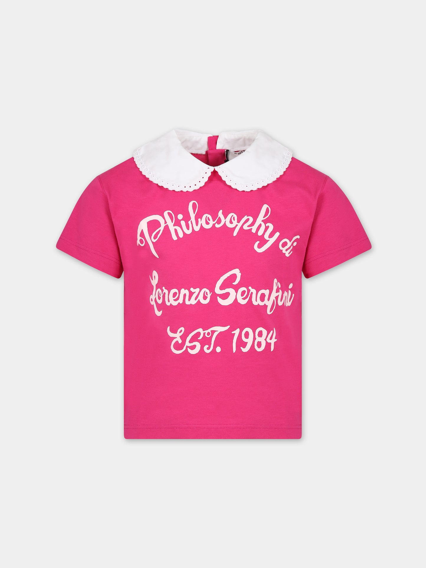 T-shirt fucsia per bambina con logo,Philosophy,PFTS005 0 JF054 8002