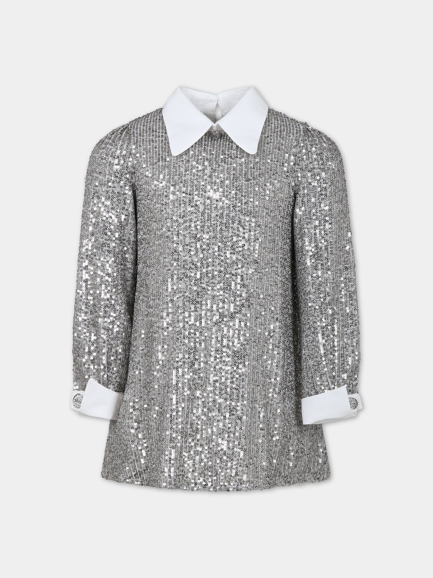 Vestito argentato per bambina con paillettes,Genny,YFAB005 0 TV672 D007