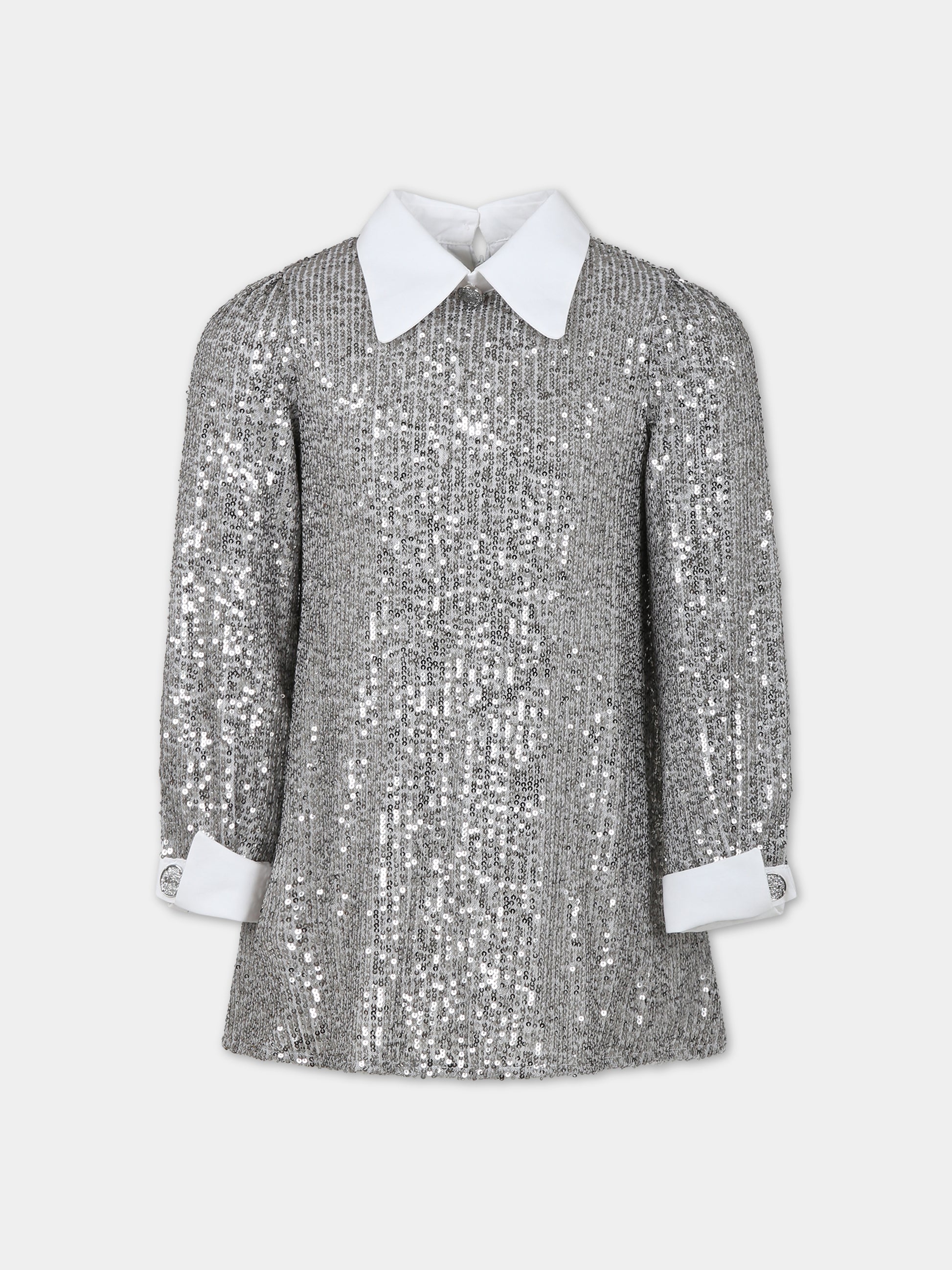 Vestito argentato per bambina con paillettes,Genny,YFAB005 0 TV672 D007