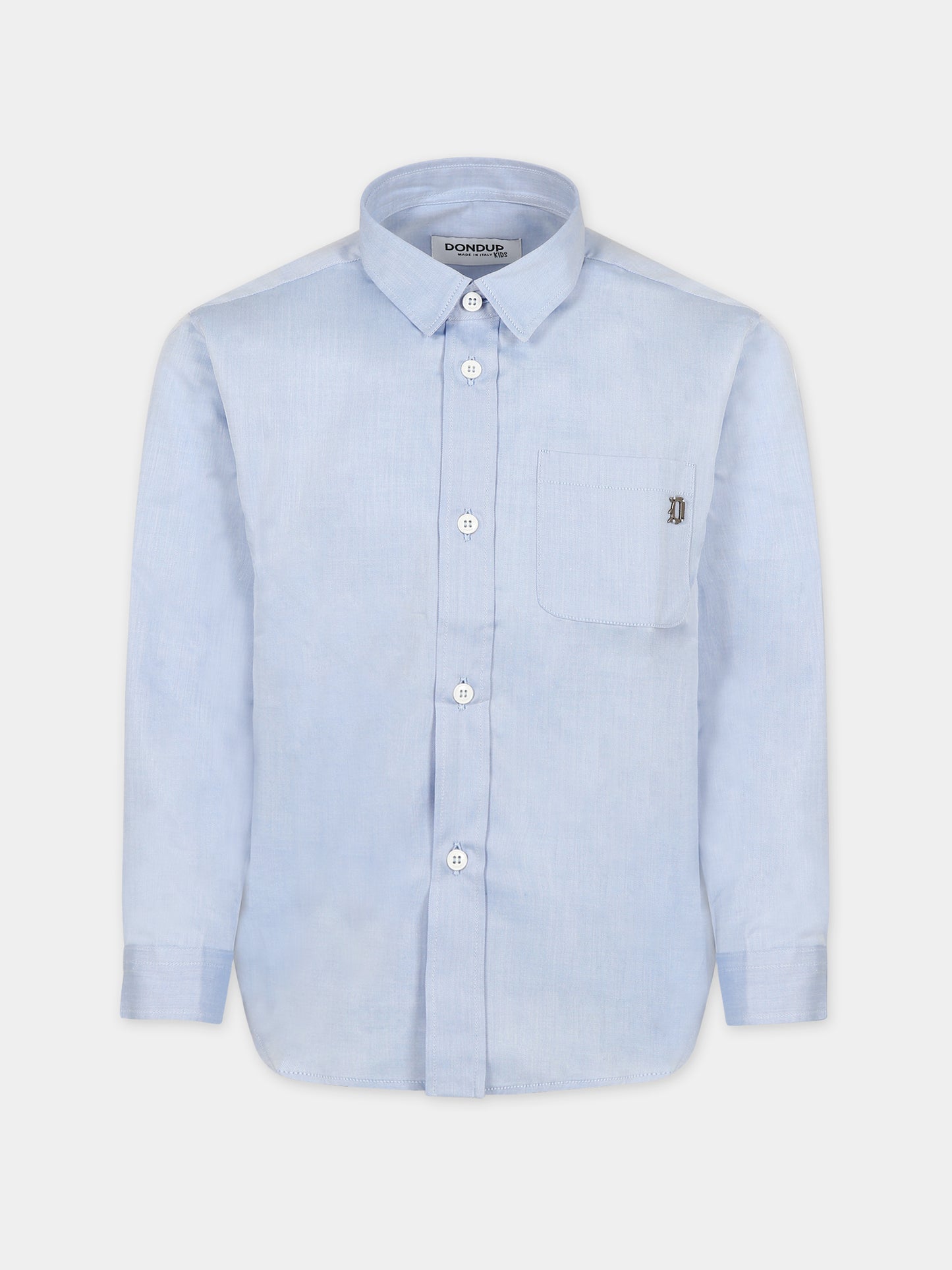 Camicia azzurra per bambino con logo,Dondup Kids,DMCA003 0 CA275 9034