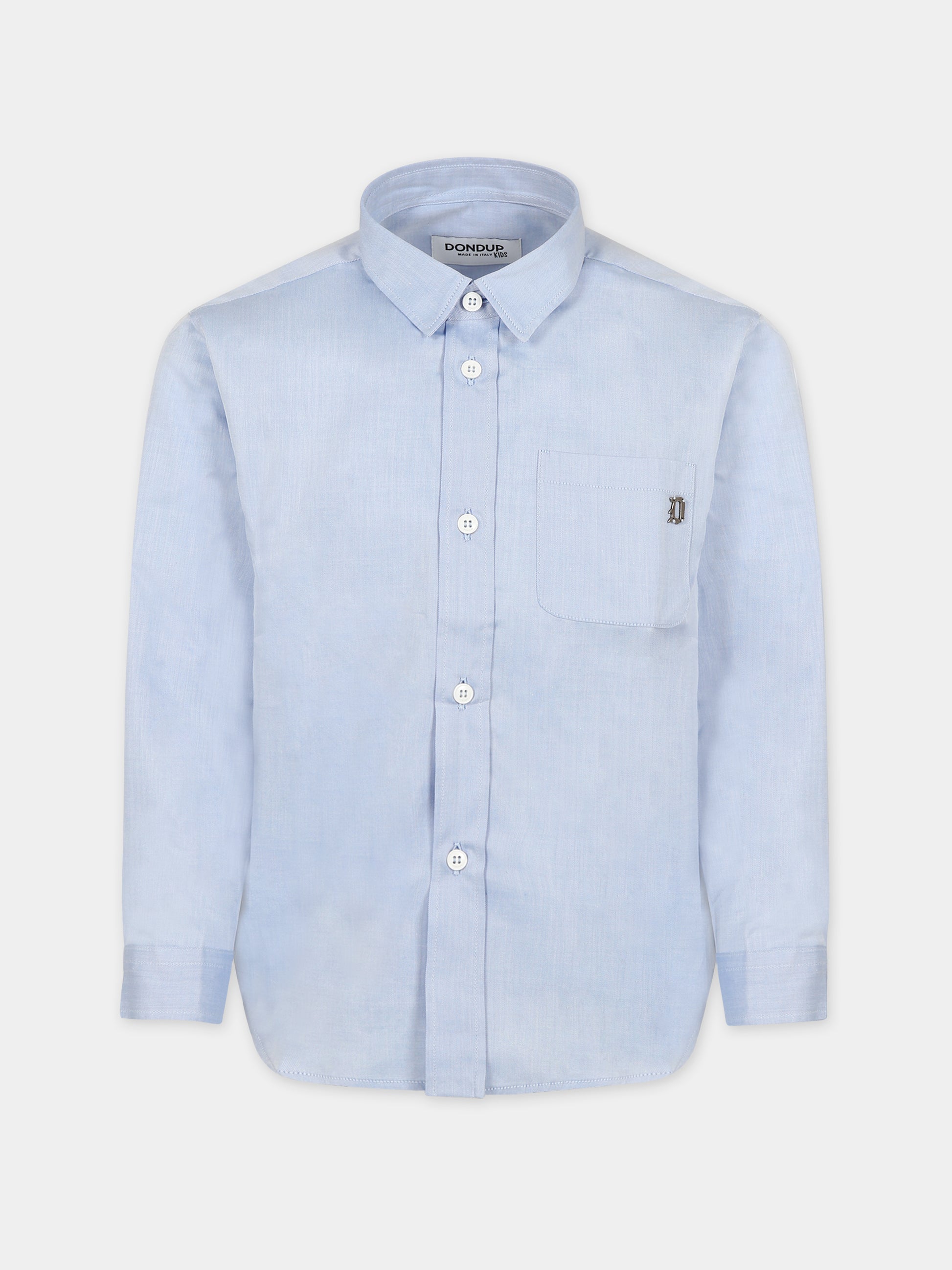 Camicia azzurra per bambino con logo,Dondup Kids,DMCA003 0 CA275 9034