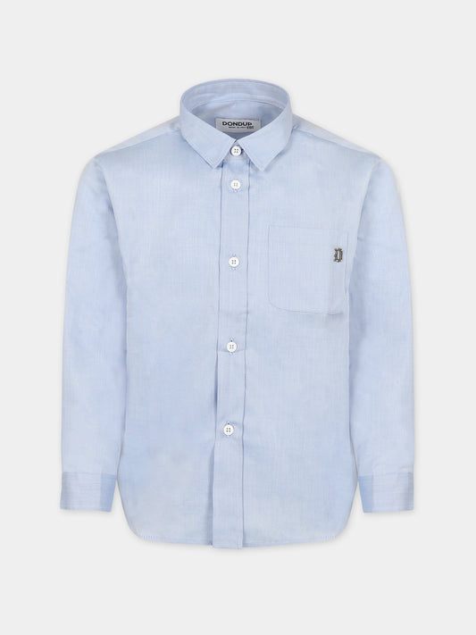 Camicia azzurra per bambino con logo,Dondup Kids,DMCA003 0 CA275 9034