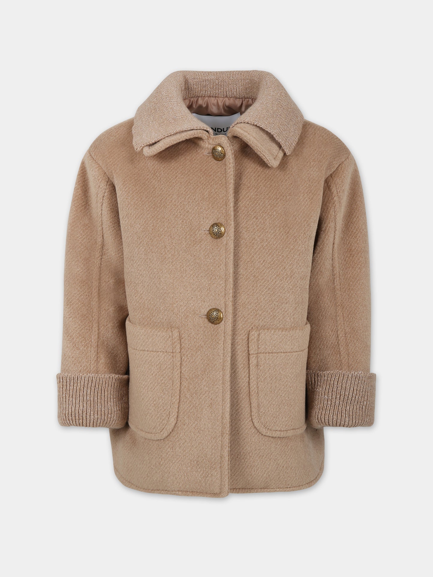 Cappotto beige per bambina con logo,Dondup Kids,DFGB002 0 PL055 6021