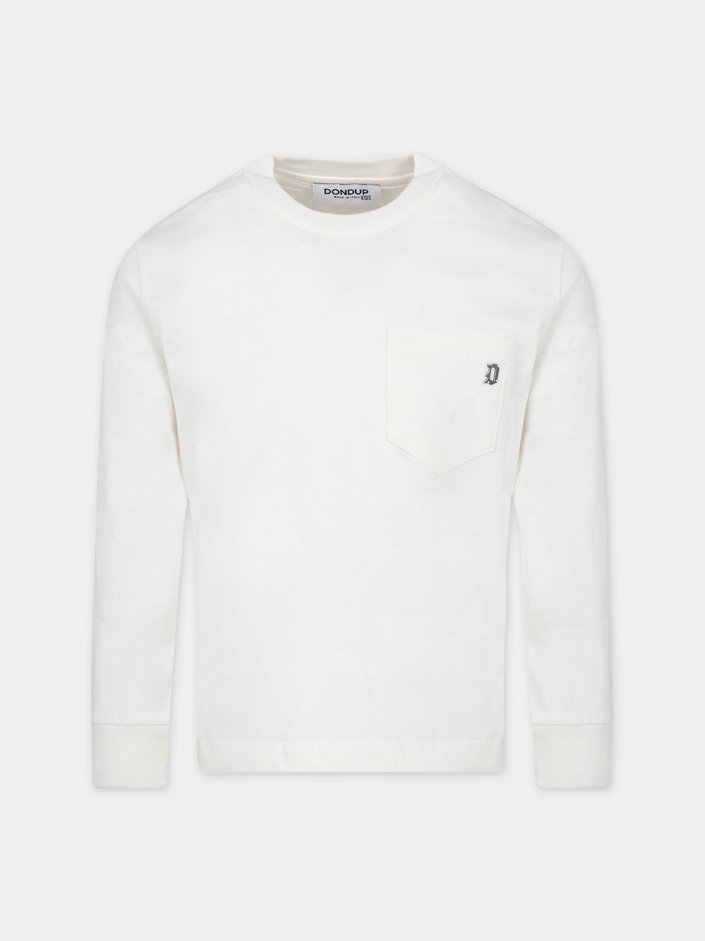T-shirt bianca per bambino con logo,Dondup Kids,DMTS001 C JF065 0009