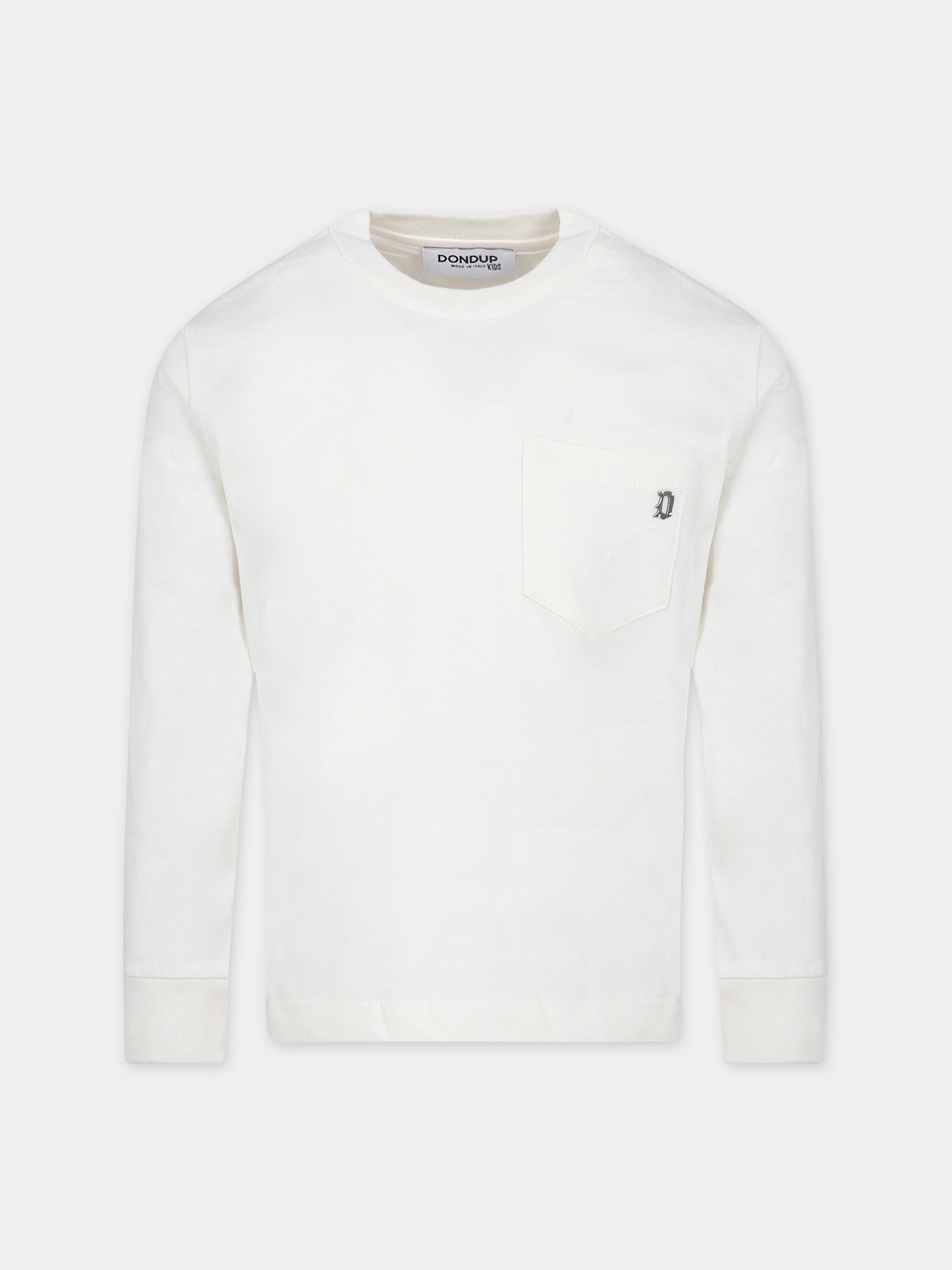 T-shirt bianca per bambino con logo,Dondup Kids,DMTS001 C JF065 0009