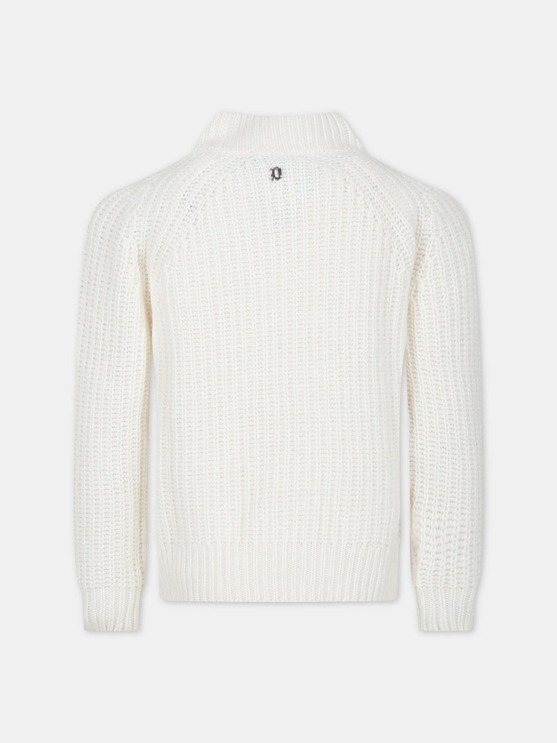 Maglione avorio per bambino a collo alto,Dondup Kids,DMMA001 C FL116 0000
