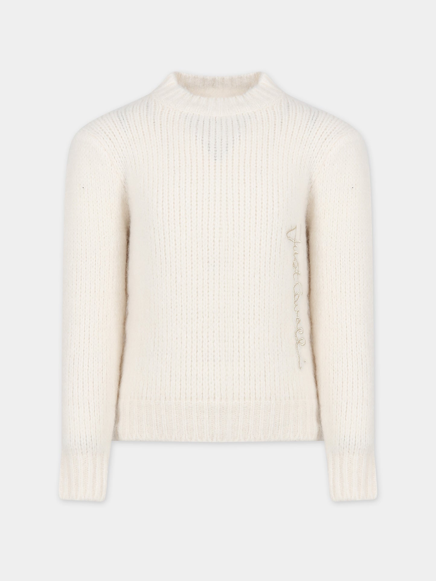 Maglione avorio per bambina con logo,Just Cavalli,JFMA001 C FL193 0000