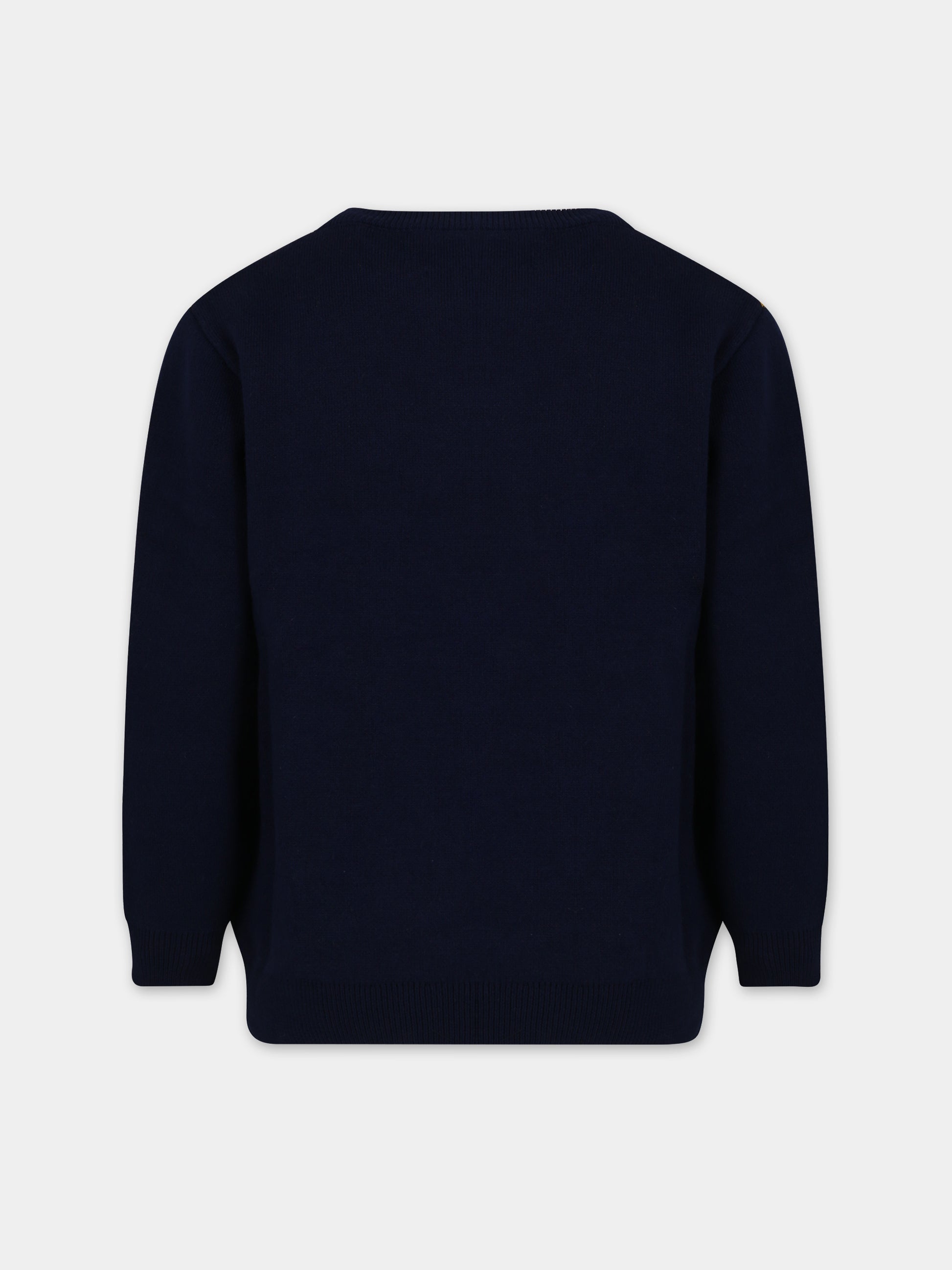 Maglione blu per bambino con tigre e logo,Just Cavalli,JMMA003 C FL228J4010