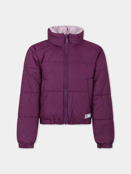 Piumino viola reversibile per bambina con logo,Dkny,D36681 910