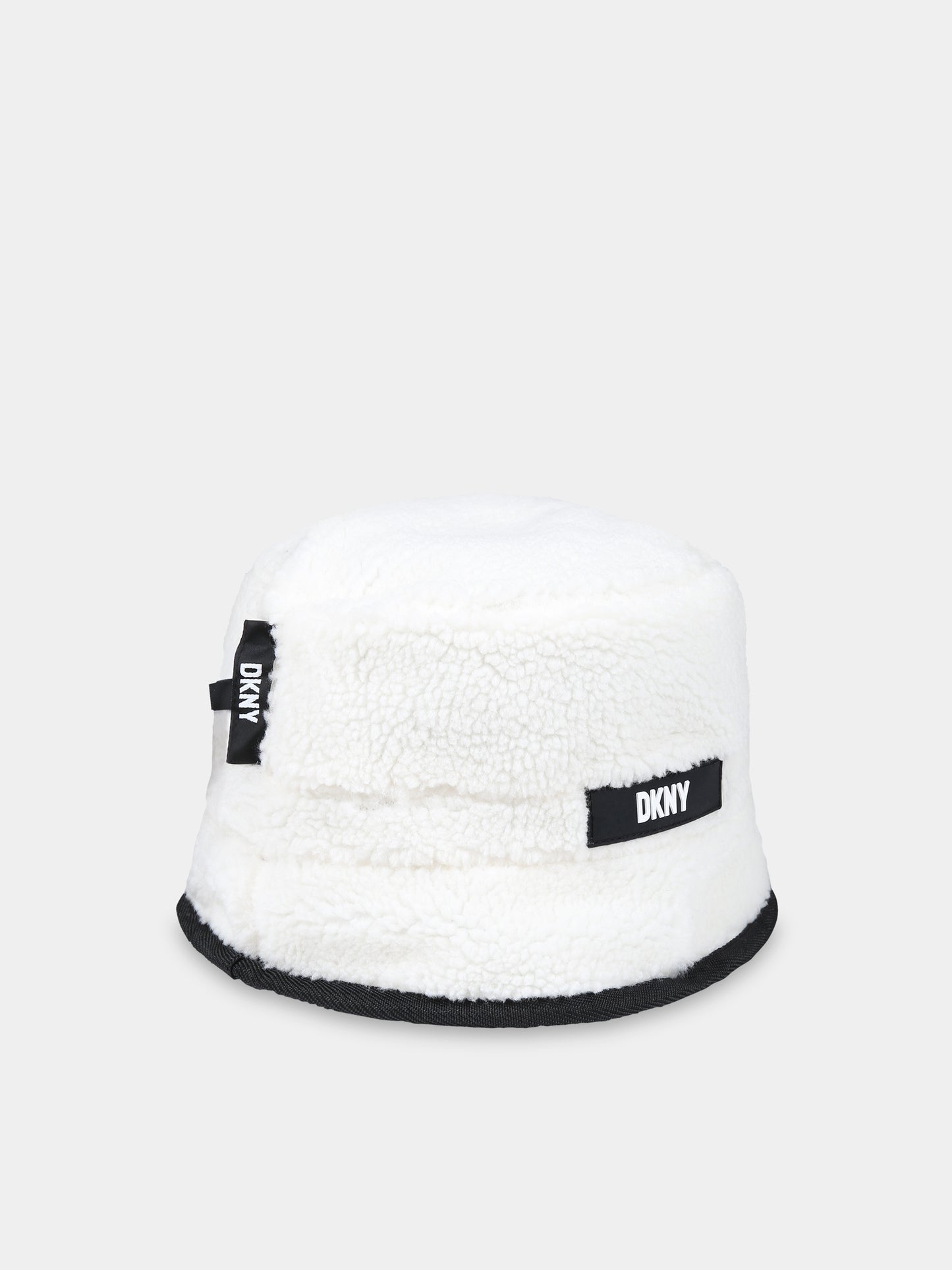 Cloche nera reversibile per bambini con logo,Dkny,D31313 09B