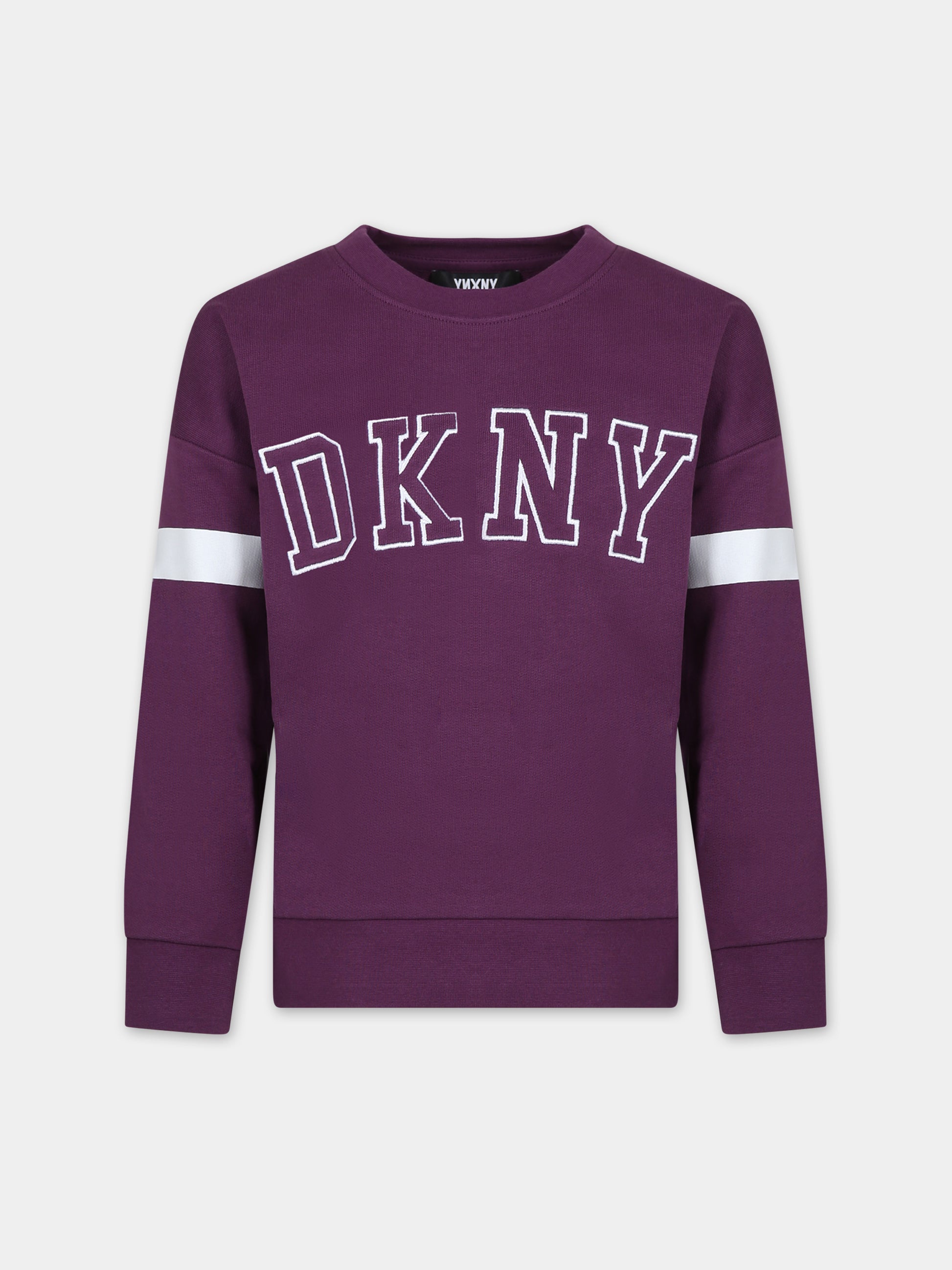 Felpa viola per bambina con logo,Dkny,D25E57 910