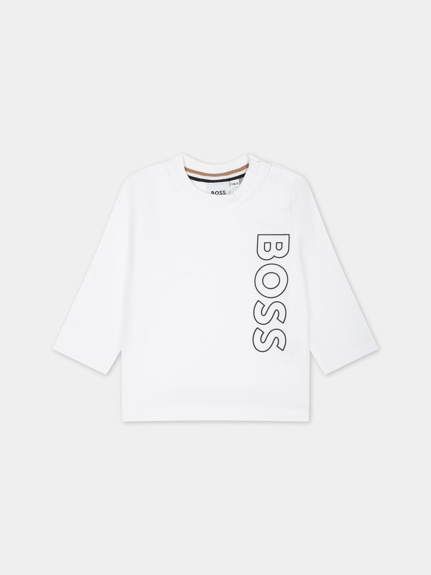 T-shirt bianca con logo per neonato,Boss,J05A21 10P