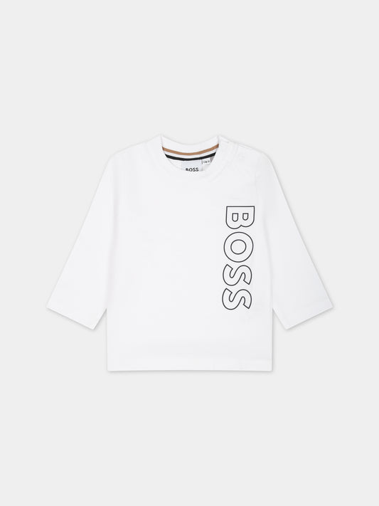 T-shirt bianca con logo per neonato,Boss,J05A21 10P