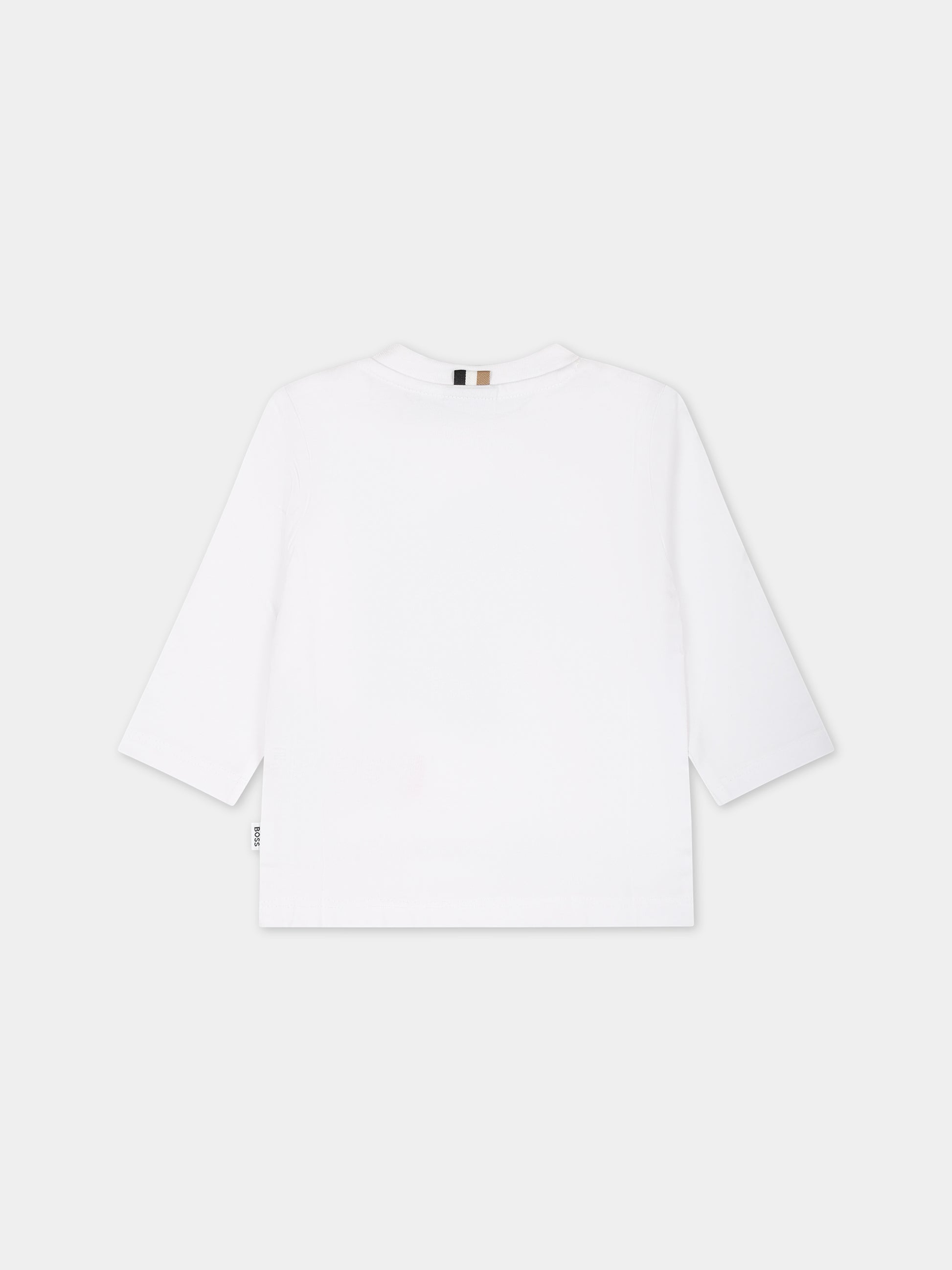 T-shirt bianca con logo per neonato,Boss,J05A24 10P