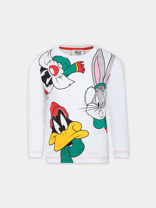 T-shirt bianca per bambino con stampa Looney Tunes,Little Marc Jacobs,W25610 10P