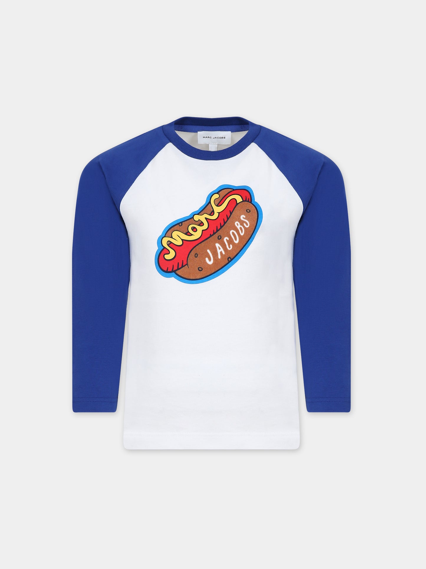 T-shirt bianca per bambino con stampa hot dog e logo,Little Marc Jacobs,W25605 10P