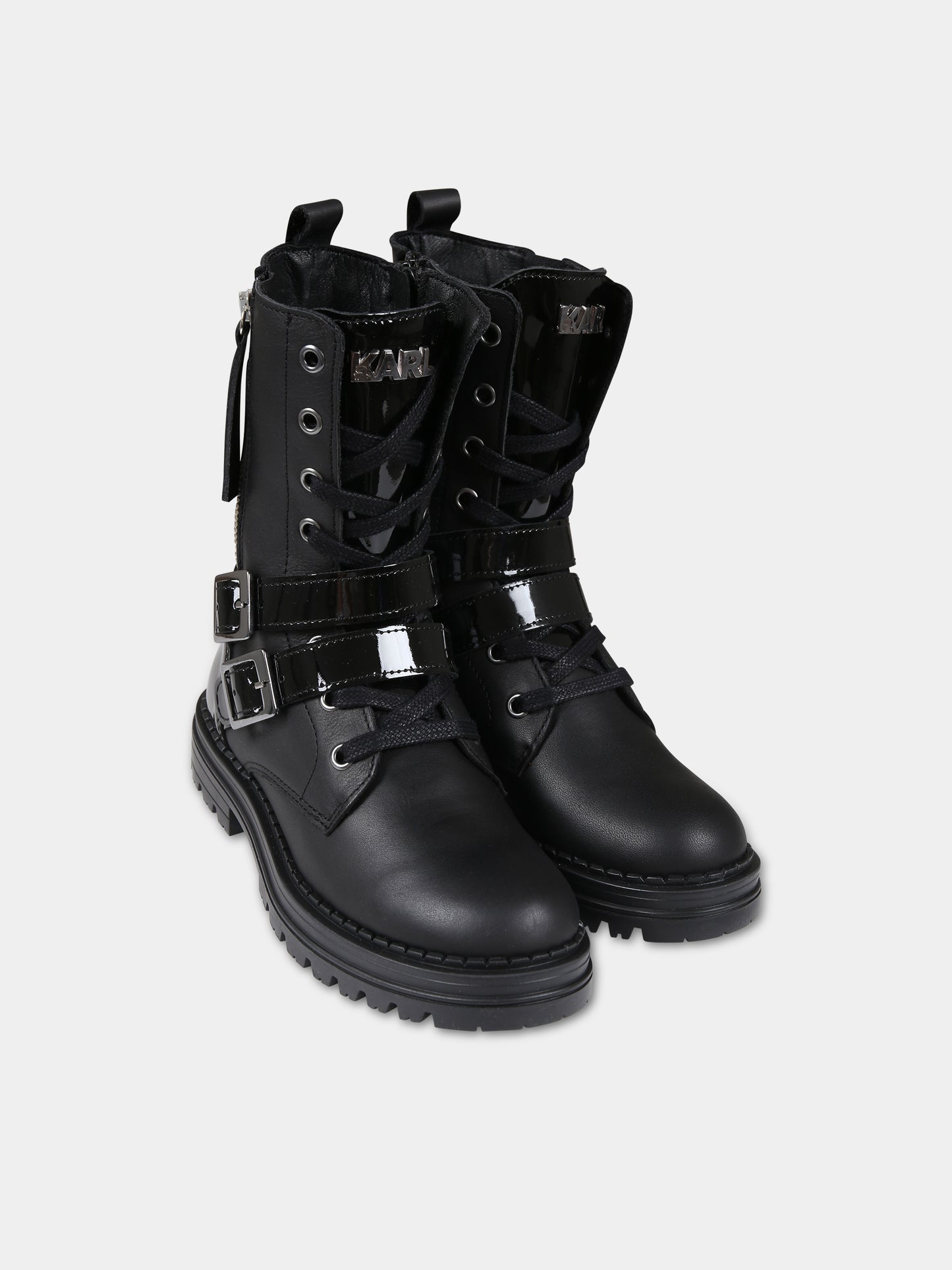 Anfibi neri per bambina,Karl Lagerfeld Kids,Z19112 09B