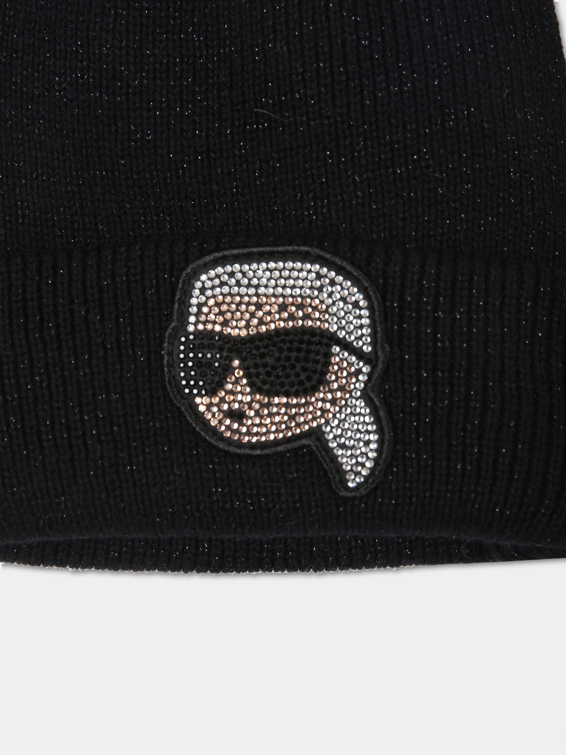 Berretto nero per bambina con Karl,Karl Lagerfeld Kids,Z11060 09B