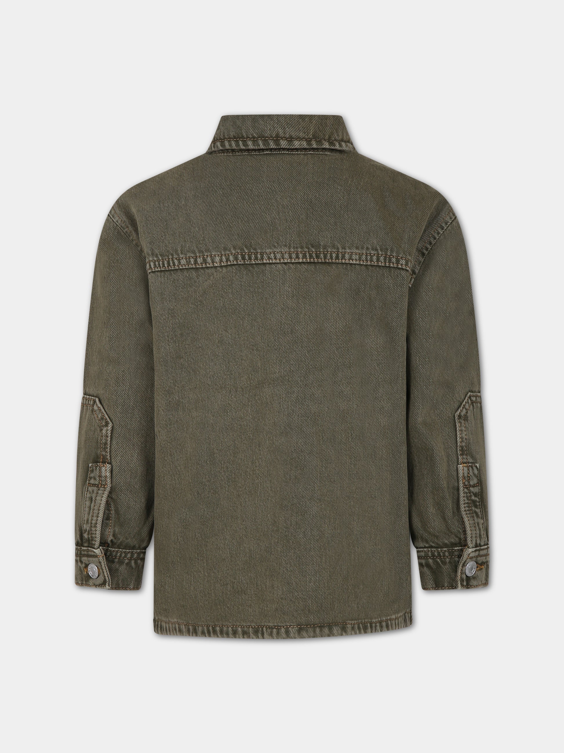 Camicia verde per bambino con cappuccio e logo,Hugo,G25148 Z36