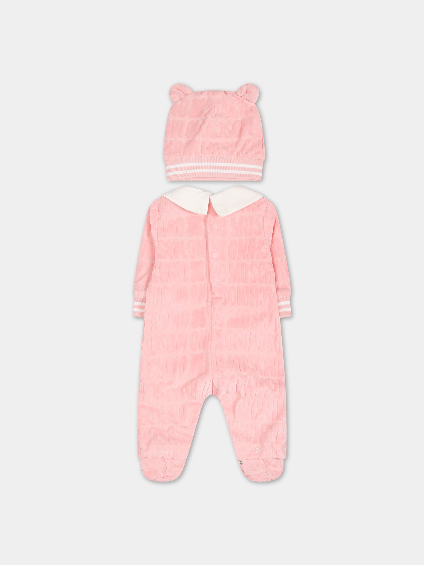 Completo rosa per neonata con logo,Moschino Kids,MUY05H LGB10 50209
