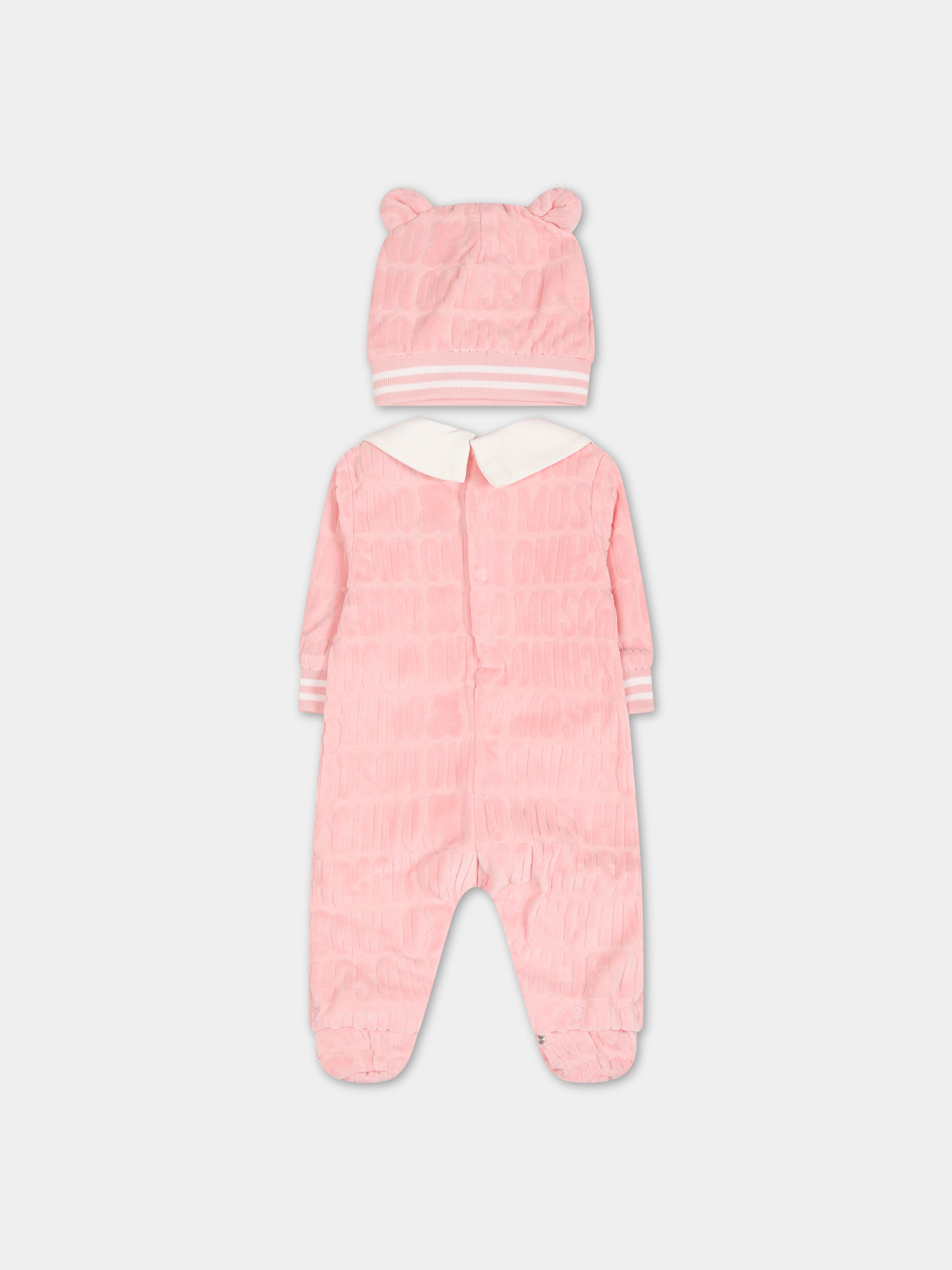 Completo rosa per neonata con logo,Moschino Kids,MUY05H LGB10 50209