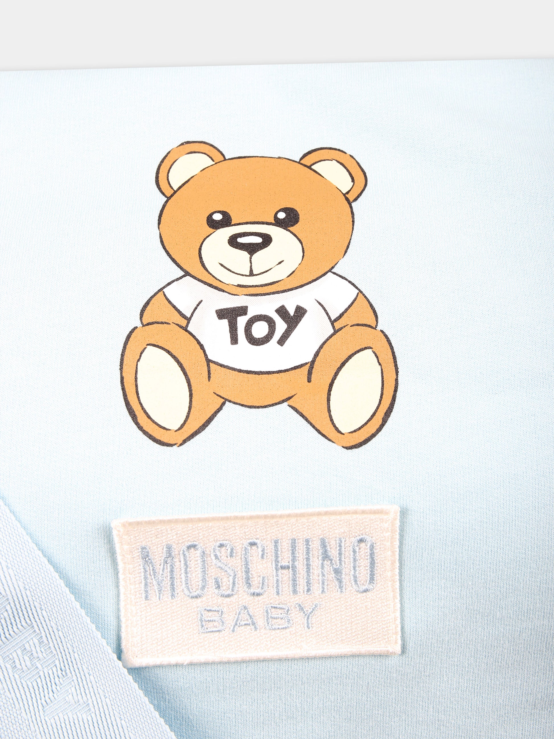 Borsa mamma celeste per neonato con Teddy Bear e logo,Moschino Kids,MTX03D LCA40 40304