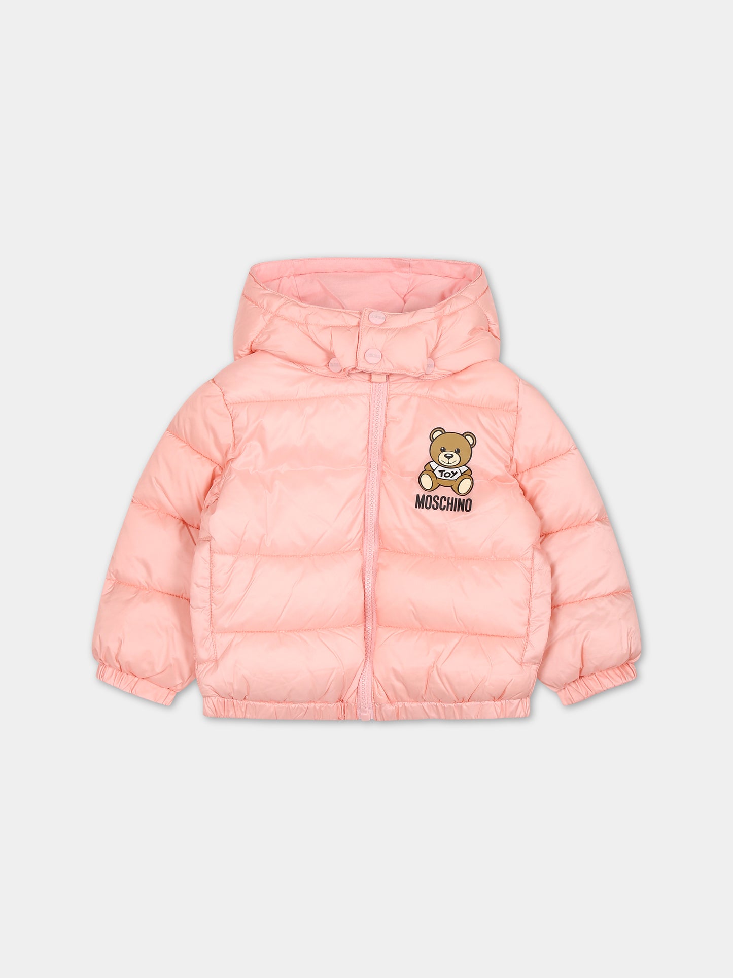 Piumino rosa per neonata con Teddy Bear e logo,Moschino Kids,MUS02F L3A22 50209