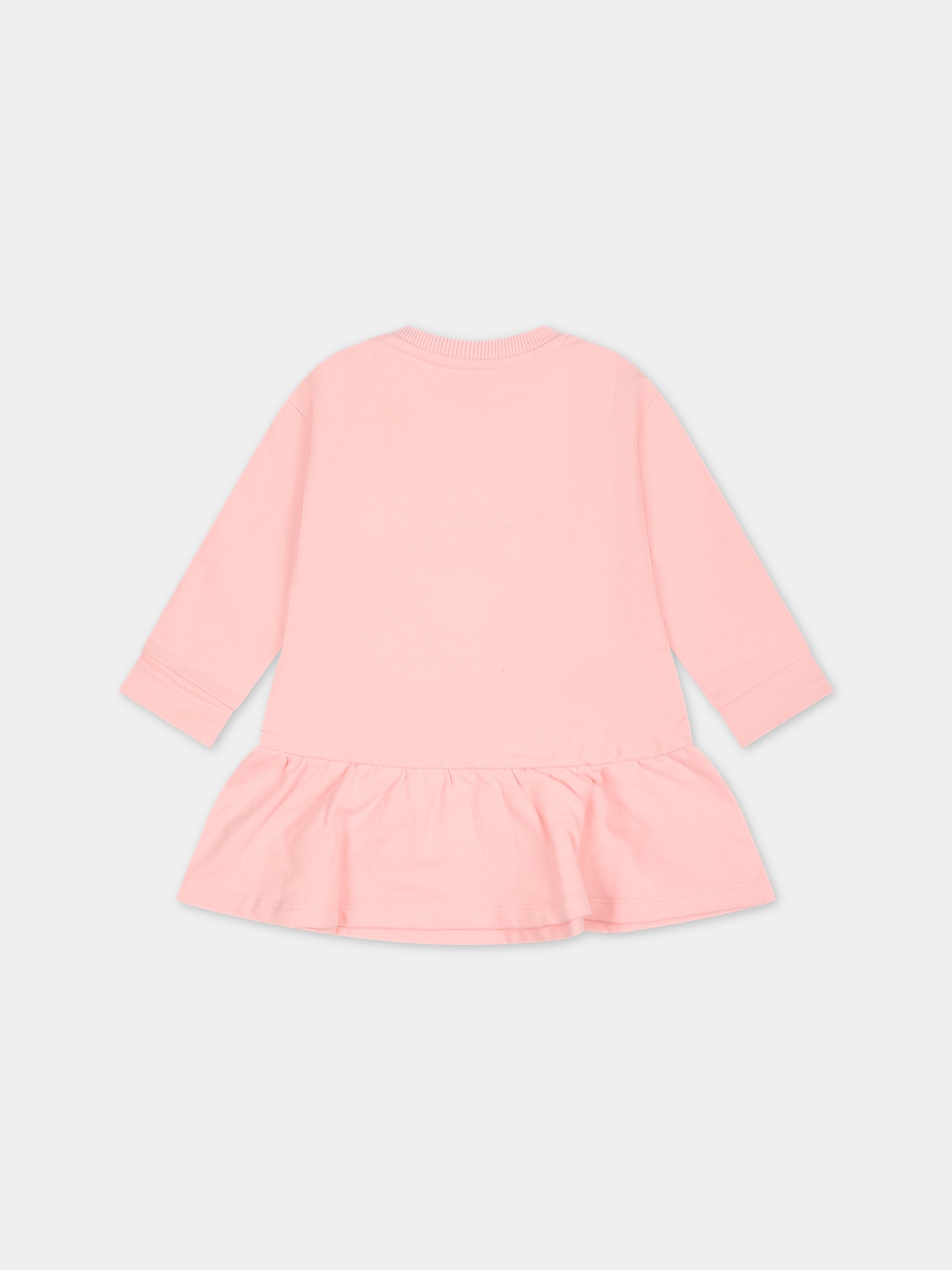Vestito rosa per neonata con Teddy bear  elogo,Moschino Kids,MAV099 LDA55 50209