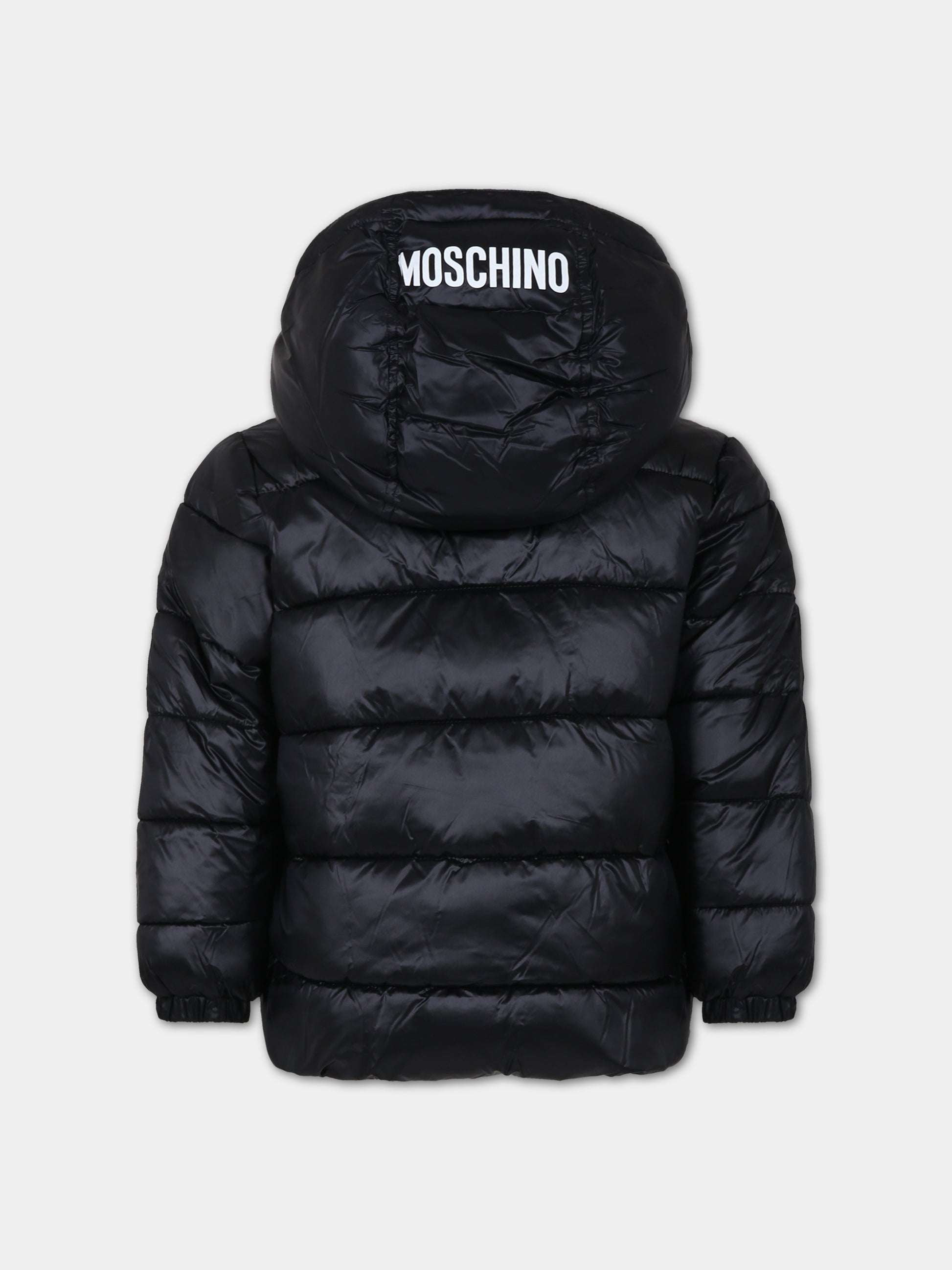 Piumino nero per bambino con Teddy Bears e logo,Moschino Kids,HUS043 L3A32 60100