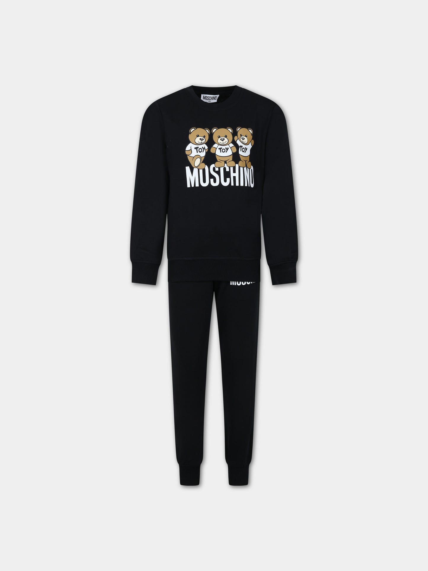 Completo nero per bambini con Tddy Bears e logo,Moschino Kids,HUK03G LCA40 60100