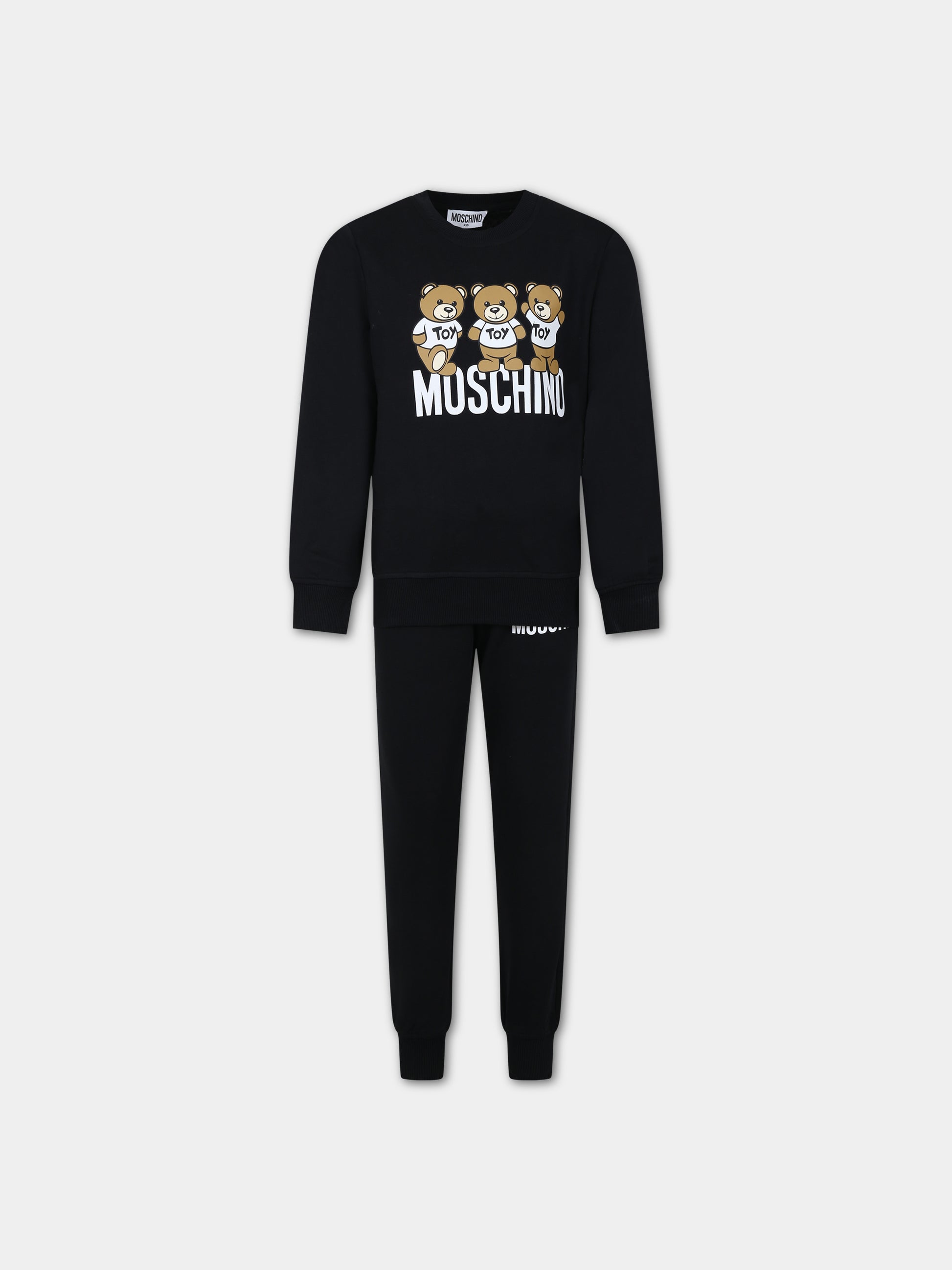 Completo nero per bambini con Tddy Bears e logo,Moschino Kids,HUK03G LCA40 60100