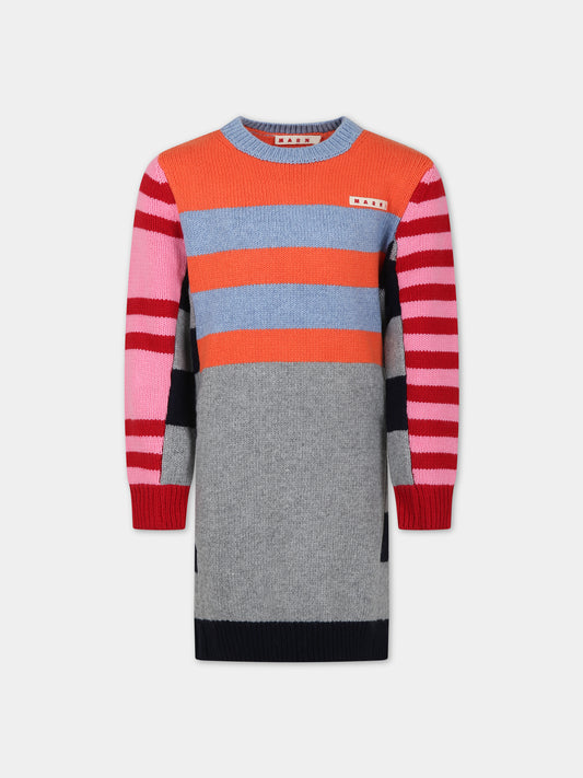 Vestito multicolor per bambina con logo,Marni Kids,M00906 0M428