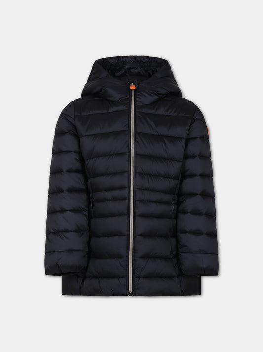 Piumino nero per bambina con logo,Save The Duck Kids,J47300G IRIS17 10000