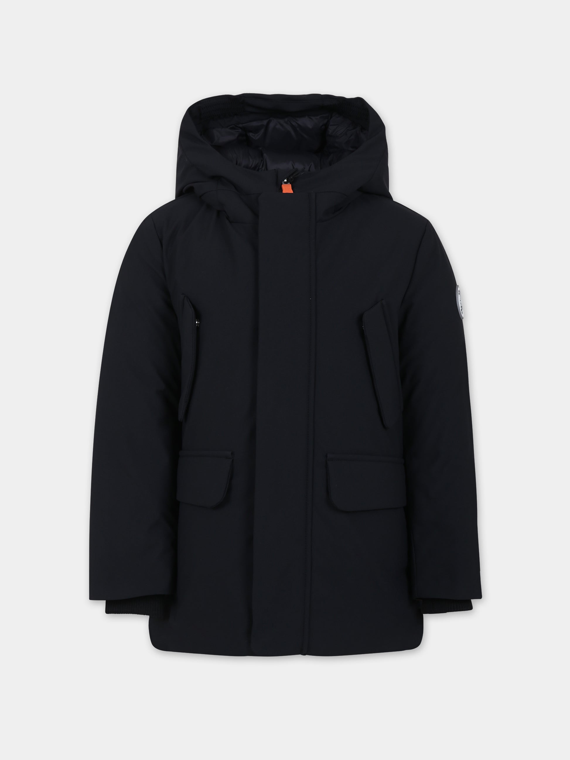 Parka Theo nero per bambino con logo,Save The Duck Kids,P43180B SMEG17 10000