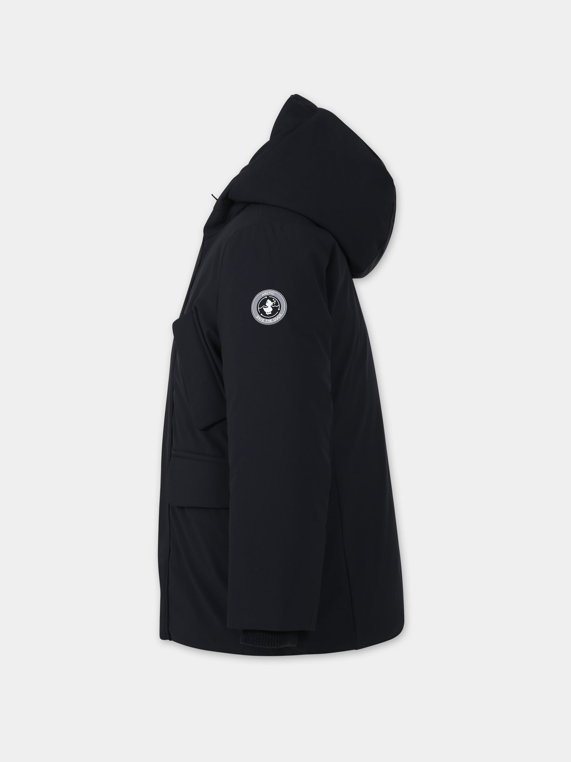Parka Theo nero per bambino con logo,Save The Duck Kids,P43180B SMEG17 10000