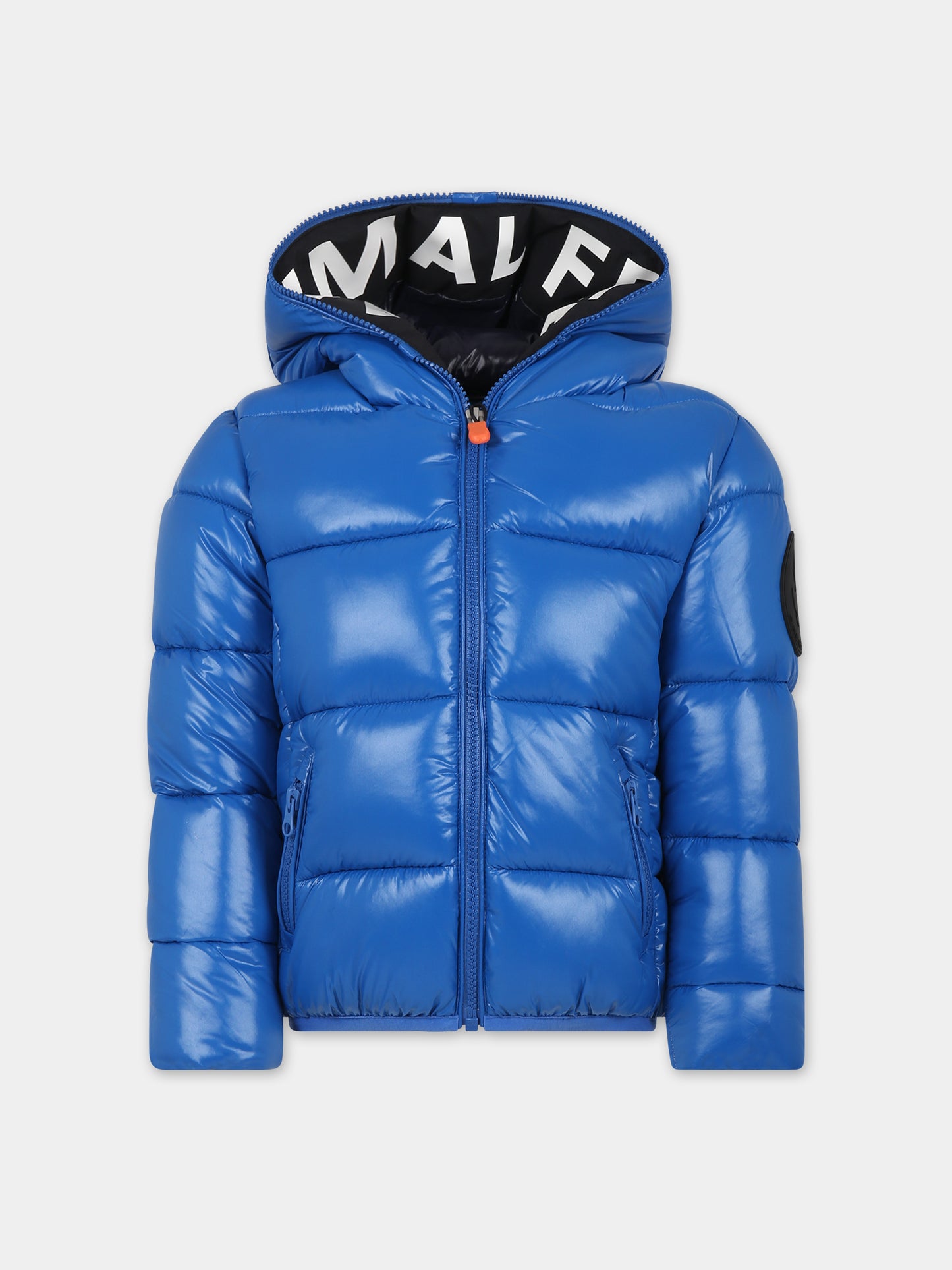 Piumino azzurro per bambino con logo,Save The Duck Kids,J31280B LUCK17 90058