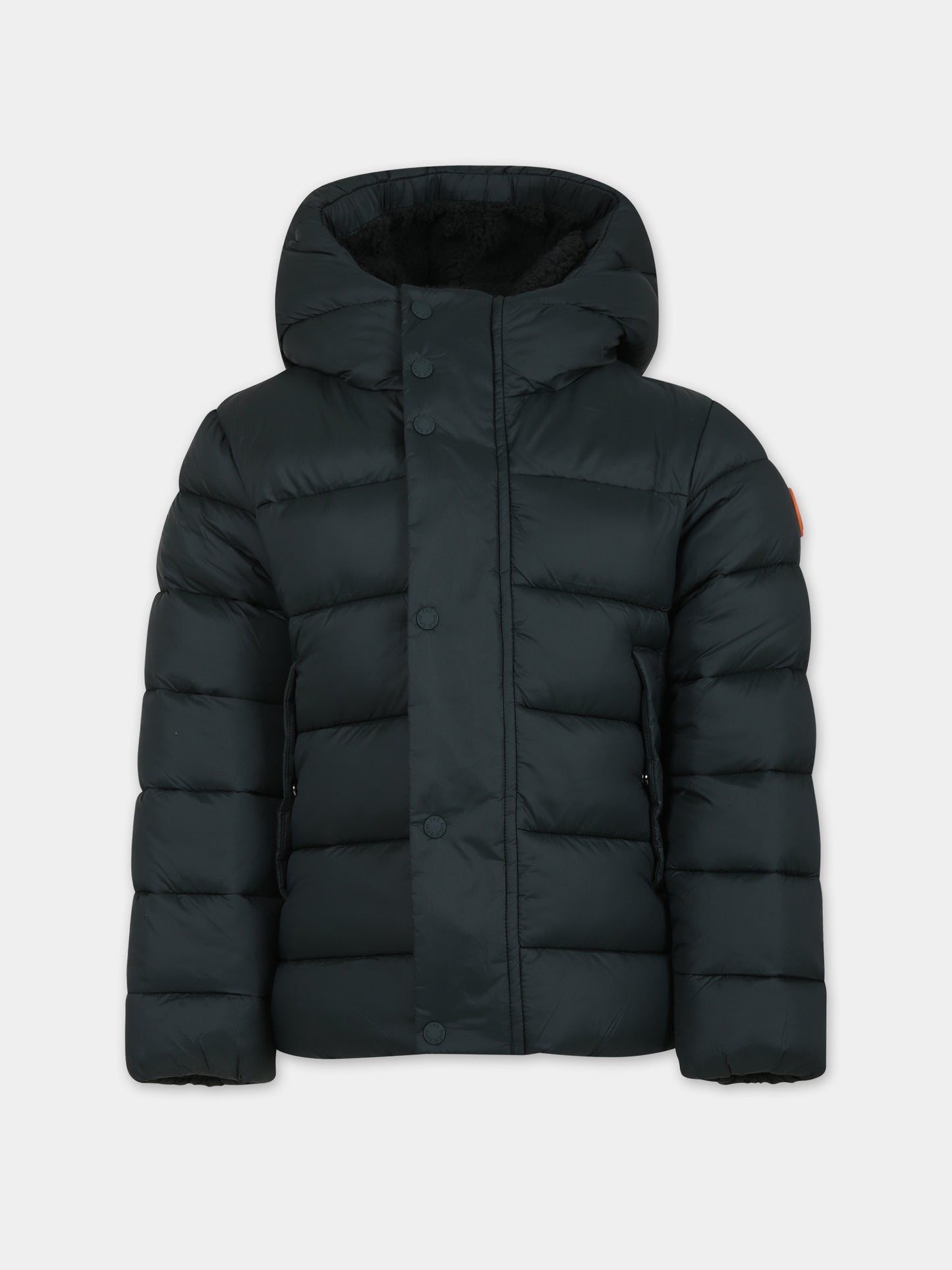 Piumino Gine verde per bambino con logo,Save The Duck Kids,J30874B GIRE17 50030