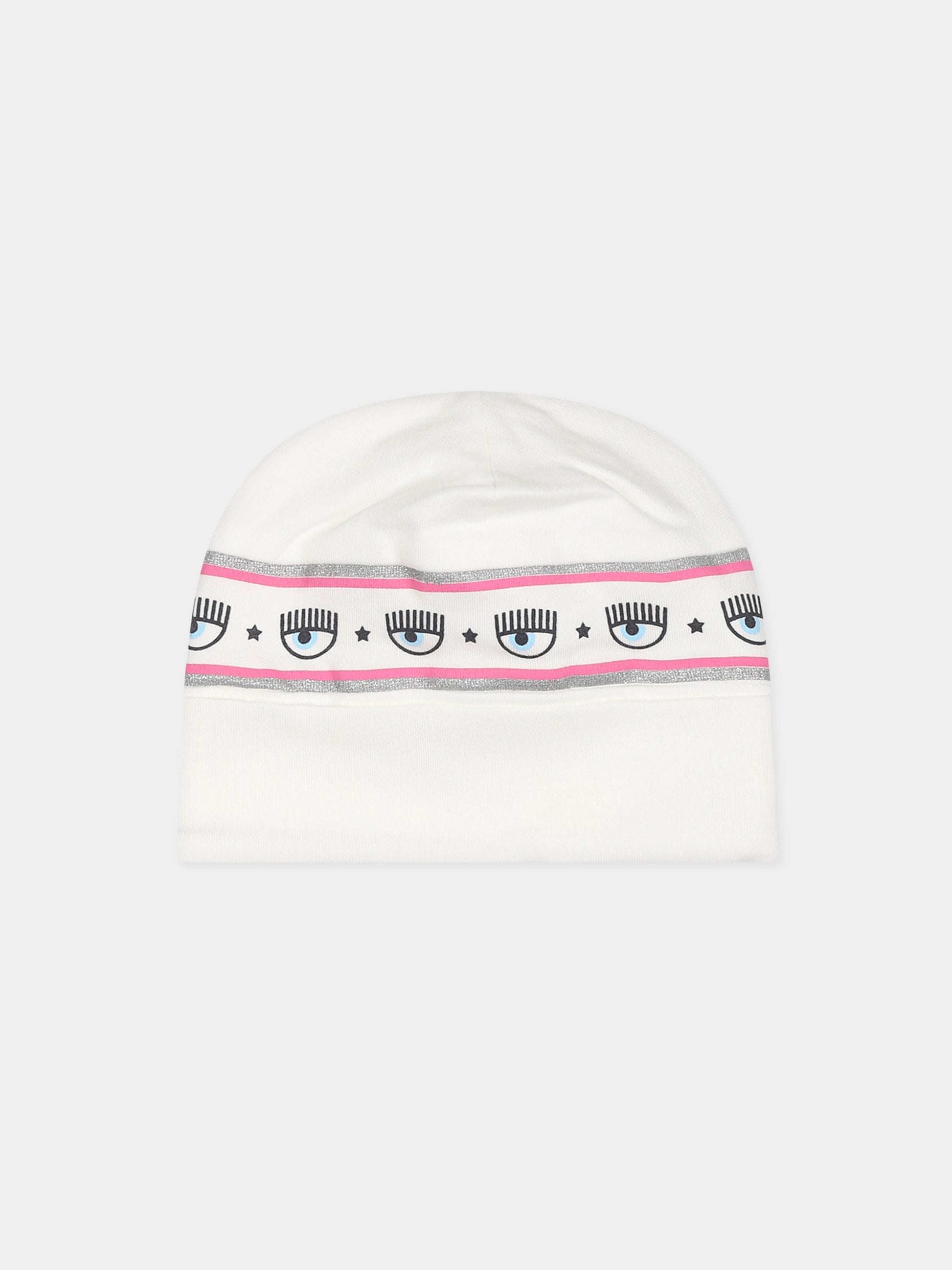 Cappello bianco per neonata con eyestar,Chiara Ferragni Collection,55B001 2004 0001