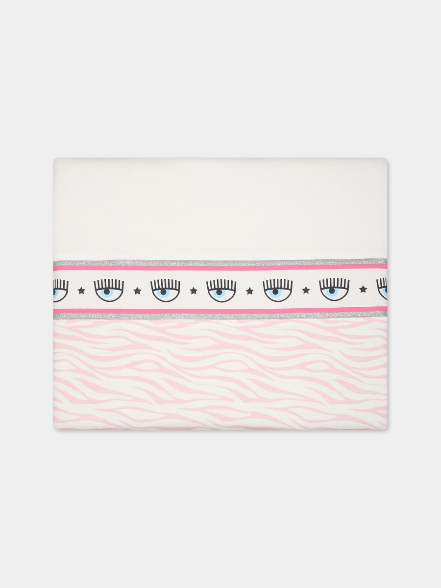 Coperta bianca per neonata con eyestar,Chiara Ferragni Collection,55B002 2004 167F
