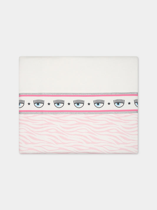 Coperta bianca per neonata con eyestar,Chiara Ferragni Collection,55B002 2004 167F