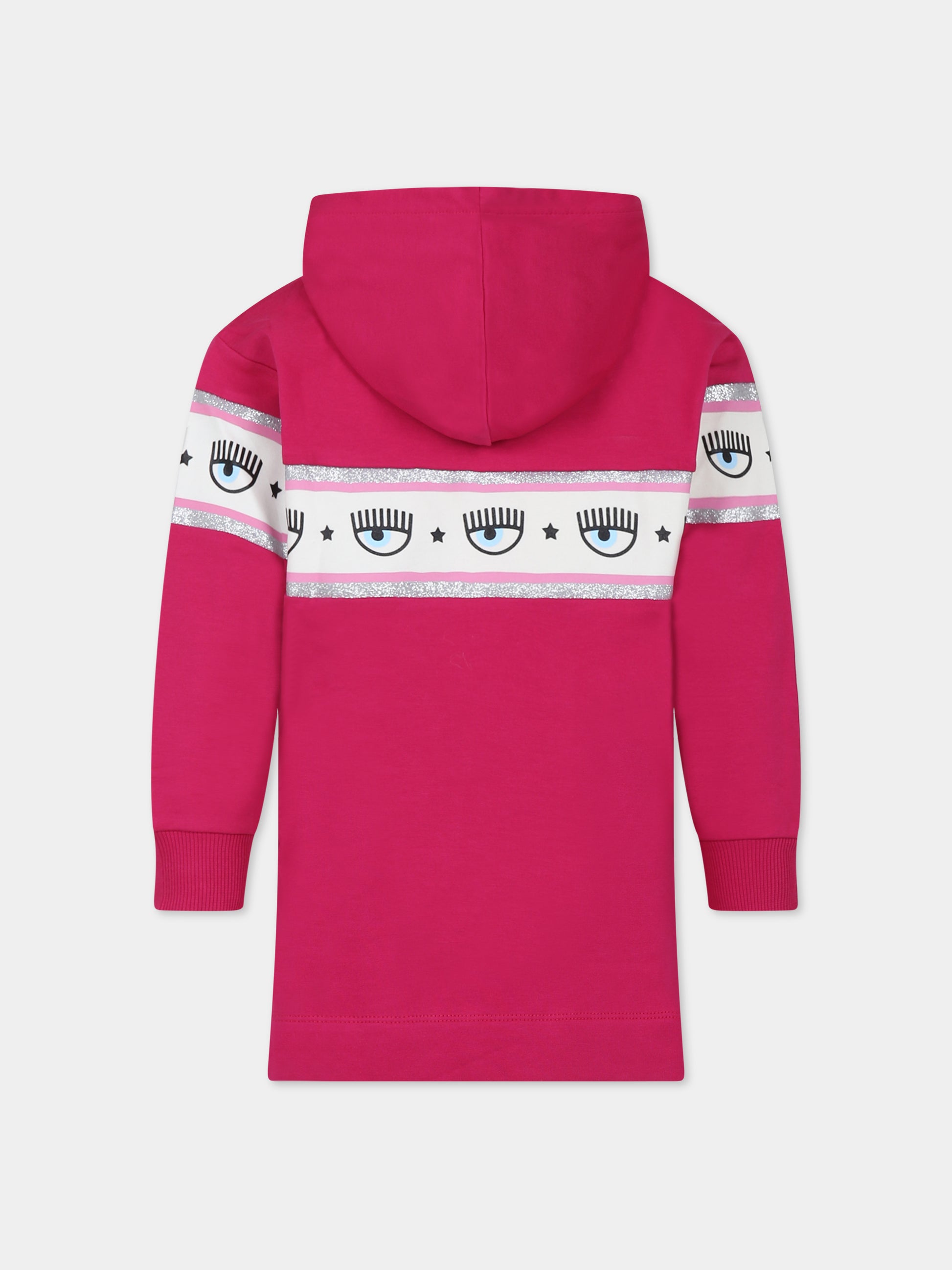 Vestito fucsia per bambina con eyes flirting,Chiara Ferragni Collection,59B900 2010 098F